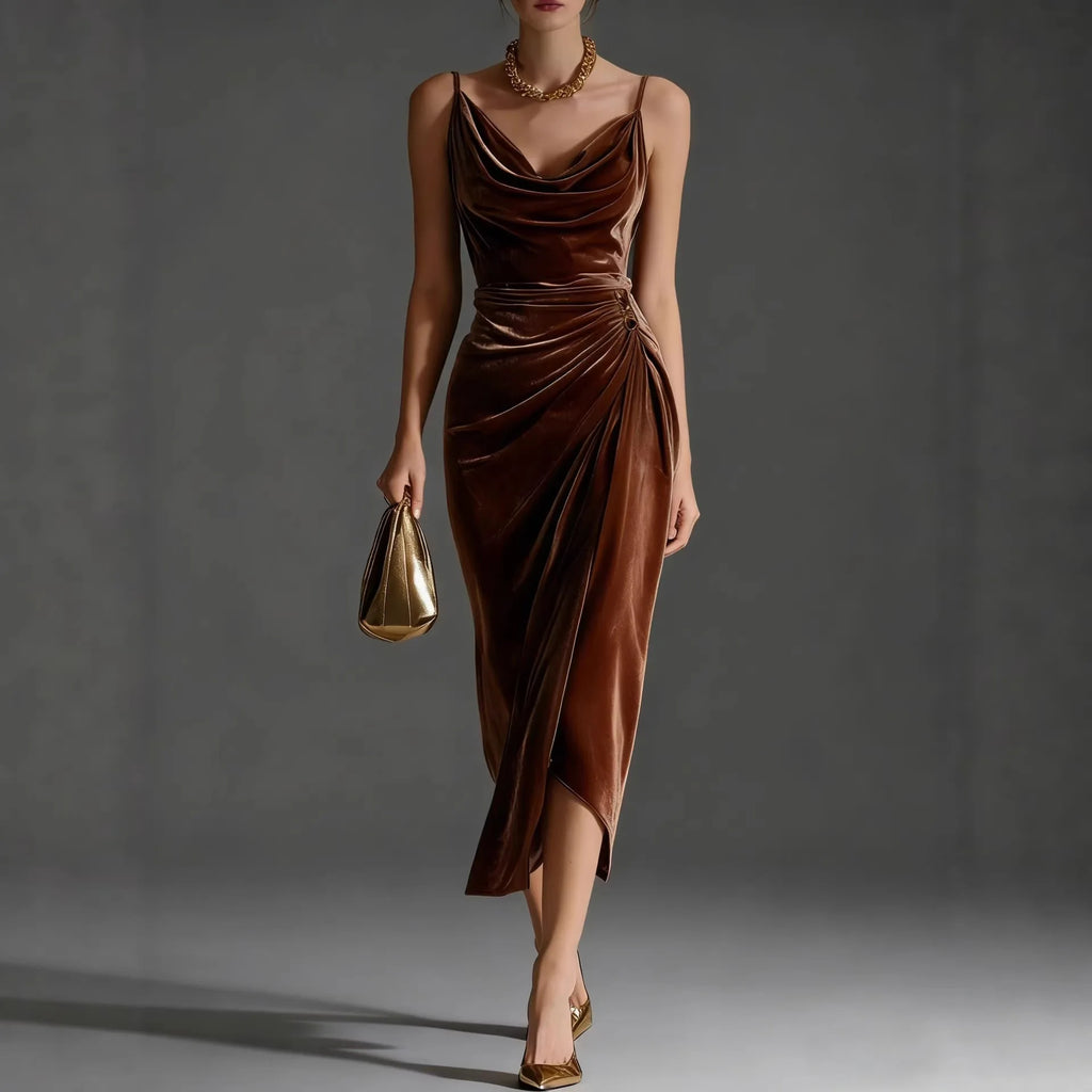 Vintage A-Line Midi Dress – Elegant Summer Slim-Fit Dress