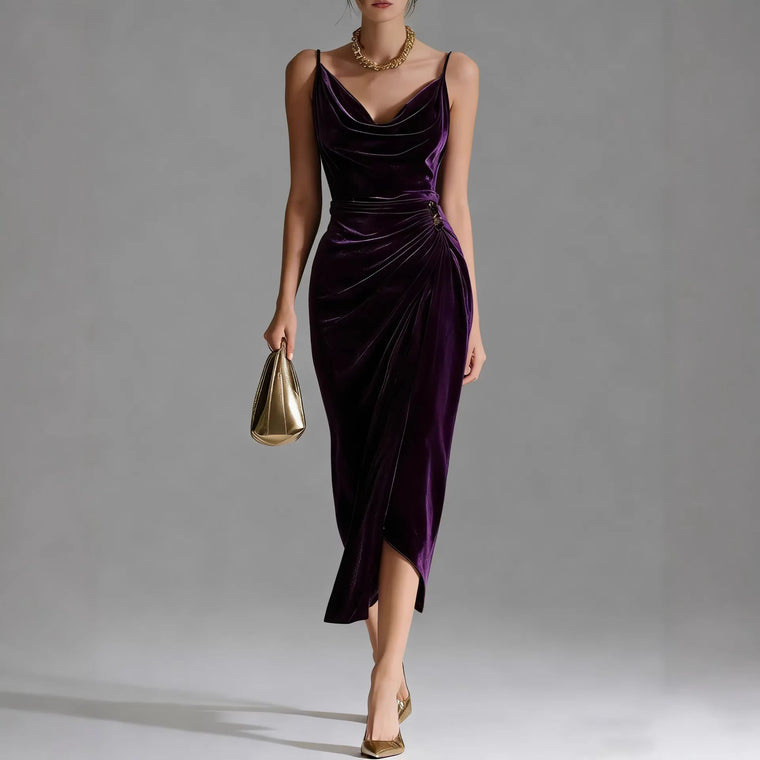 Vintage A-Line Midi Dress – Elegant Summer Slim-Fit Dress