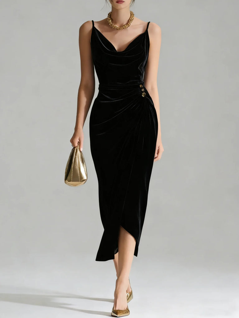 Vintage A-Line Midi Dress – Elegant Summer Slim-Fit Dress