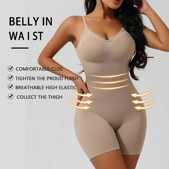 Low Back Seamless Bodysuit for Women Tummy Control Hip Lifter Full Body Shaper Backless Shapewear Jumpsuit Slim Mid Thigh Corset