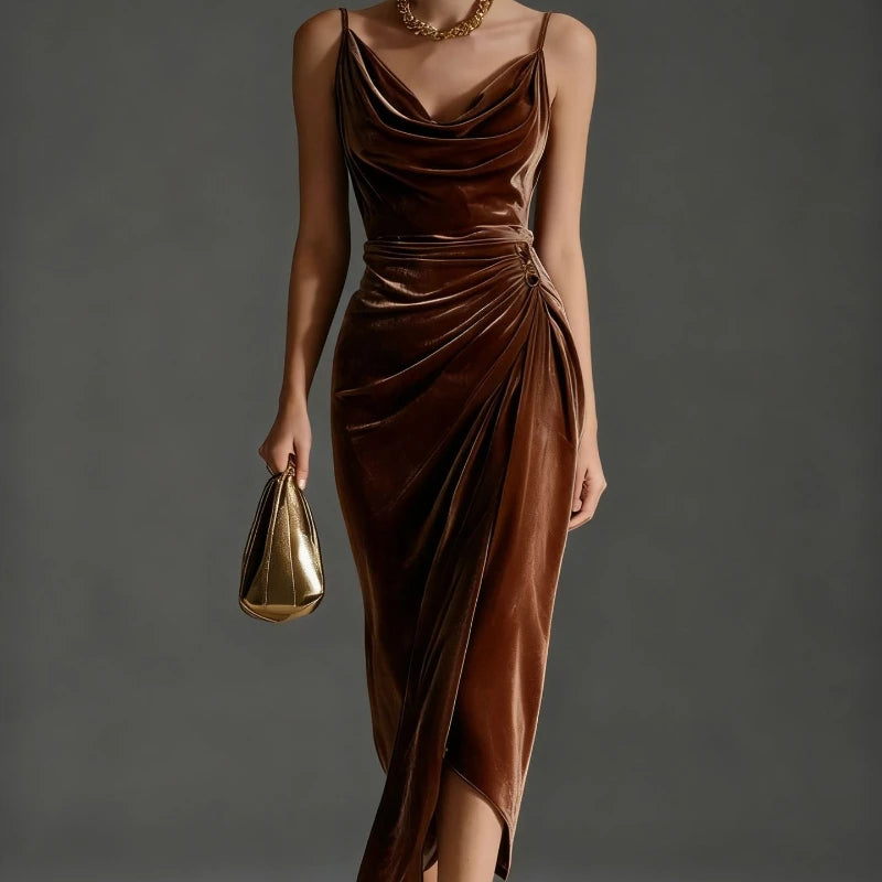 Vintage A-Line Midi Dress – Elegant Summer Slim-Fit Dress