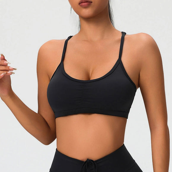 Women Sports Underwear Sexy Cross Sports Bra Gym Top Women Training Yoga Bra High Strength Fitness Workout Women Removable Bra