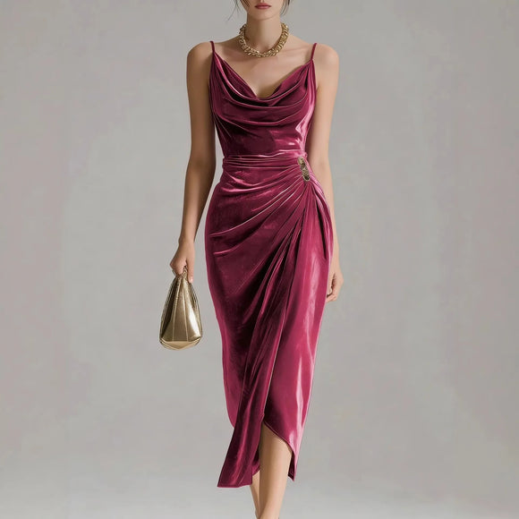 Vintage A-Line Midi Dress – Elegant Summer Slim-Fit Dress