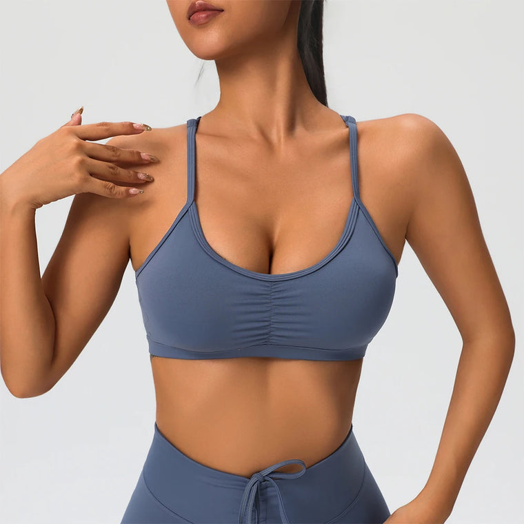 Women Sports Underwear Sexy Cross Sports Bra Gym Top Women Training Yoga Bra High Strength Fitness Workout Women Removable Bra