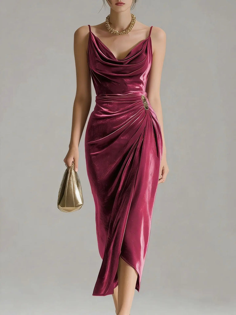 Vintage A-Line Midi Dress – Elegant Summer Slim-Fit Dress