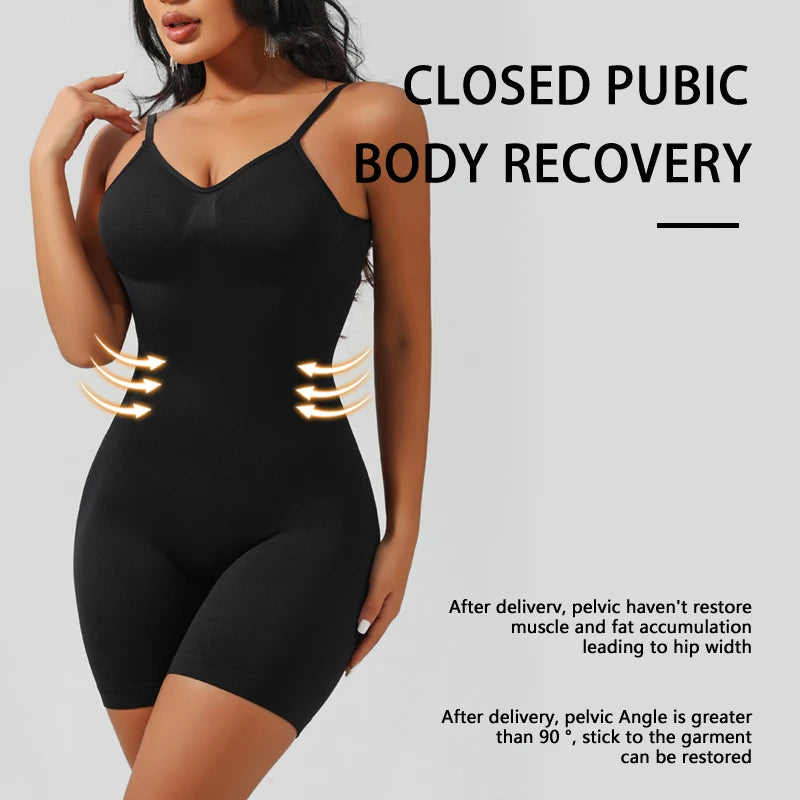Low Back Seamless Bodysuit for Women Tummy Control Hip Lifter Full Body Shaper Backless Shapewear Jumpsuit Slim Mid Thigh Corset