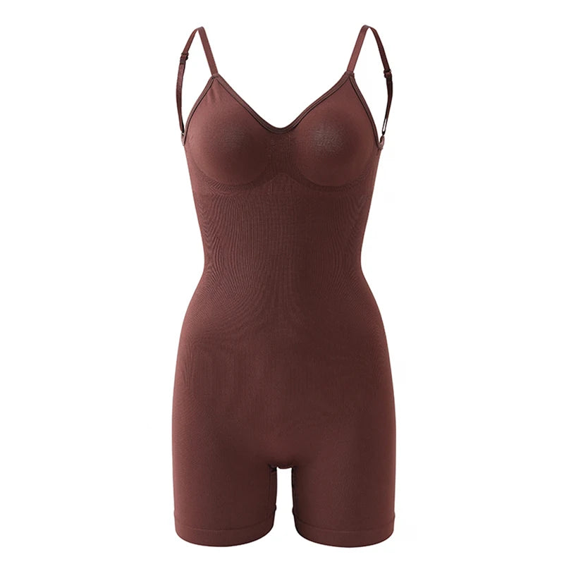 Low Back Seamless Bodysuit for Women Tummy Control Hip Lifter Full Body Shaper Backless Shapewear Jumpsuit Slim Mid Thigh Corset