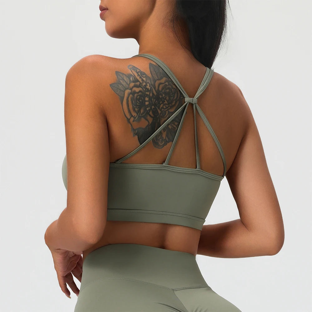 Women Sports Underwear Sexy Cross Sports Bra Gym Top Women Training Yoga Bra High Strength Fitness Workout Women Removable Bra