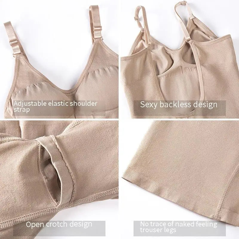 Low Back Seamless Bodysuit for Women Tummy Control Hip Lifter Full Body Shaper Backless Shapewear Jumpsuit Slim Mid Thigh Corset