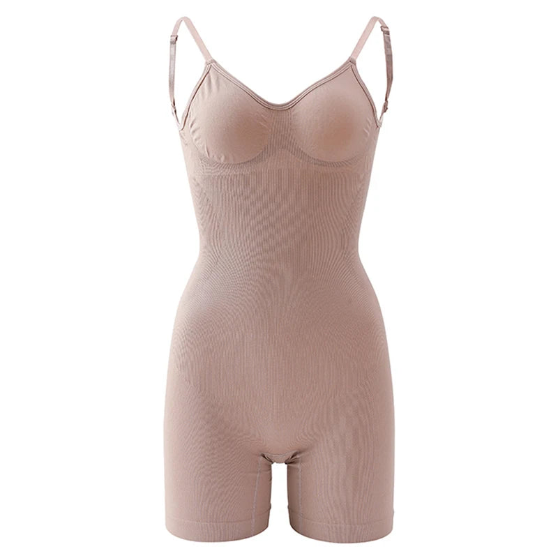 Low Back Seamless Bodysuit for Women Tummy Control Hip Lifter Full Body Shaper Backless Shapewear Jumpsuit Slim Mid Thigh Corset