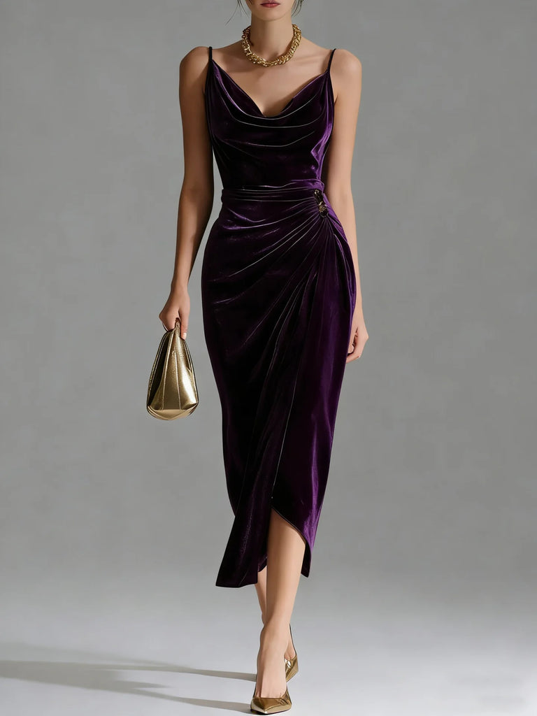 Vintage A-Line Midi Dress – Elegant Summer Slim-Fit Dress