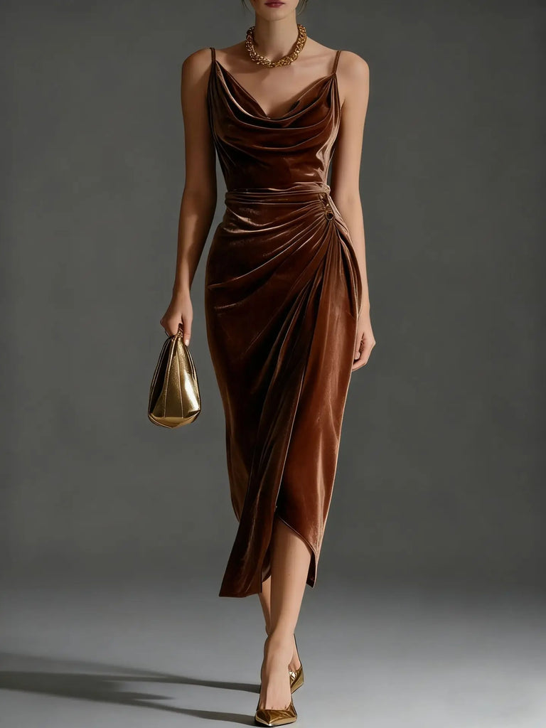 Vintage A-Line Midi Dress – Elegant Summer Slim-Fit Dress